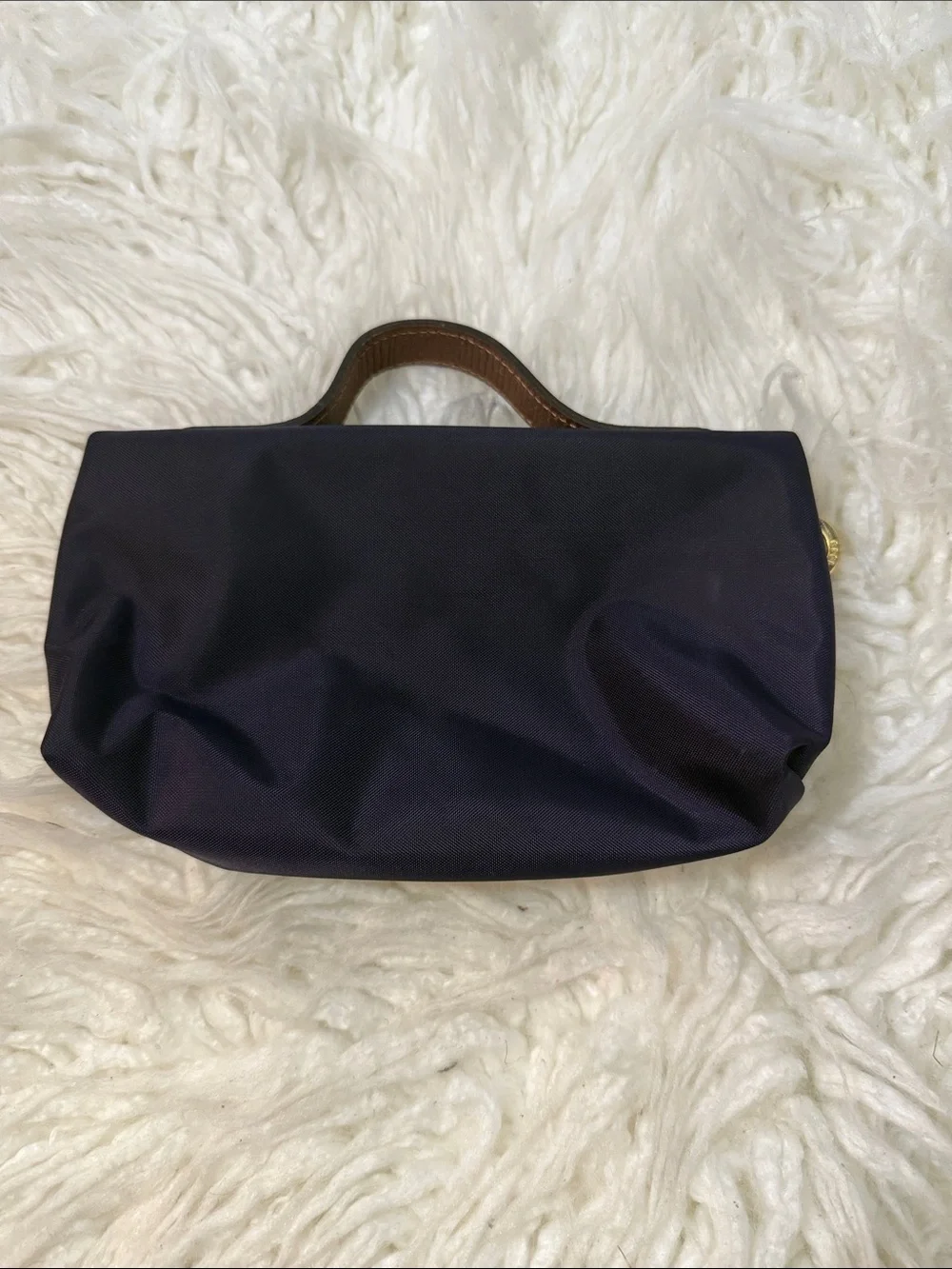 Longchamp Dark Purple and Brown Small Cosmetic Pouch